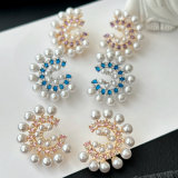 Pearl zircon earrings