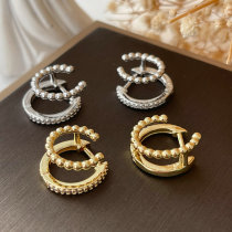 Pave double simple hoop