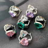 Pave heart zircon earrings