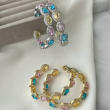 Pave chunky blue zircon hoop