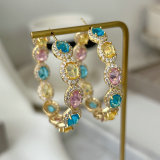 Pave chunky blue zircon hoop