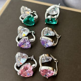 Pave heart zircon earrings