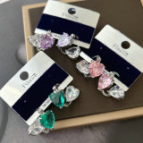 Pave heart zircon earrings