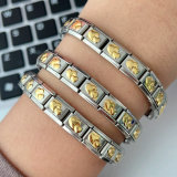 Elastic stainless steel heart bracelet