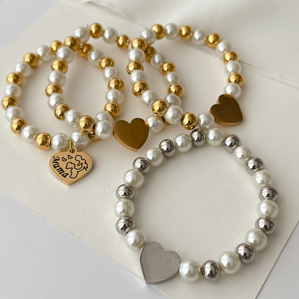 Elastic stainless steel bead bracelet