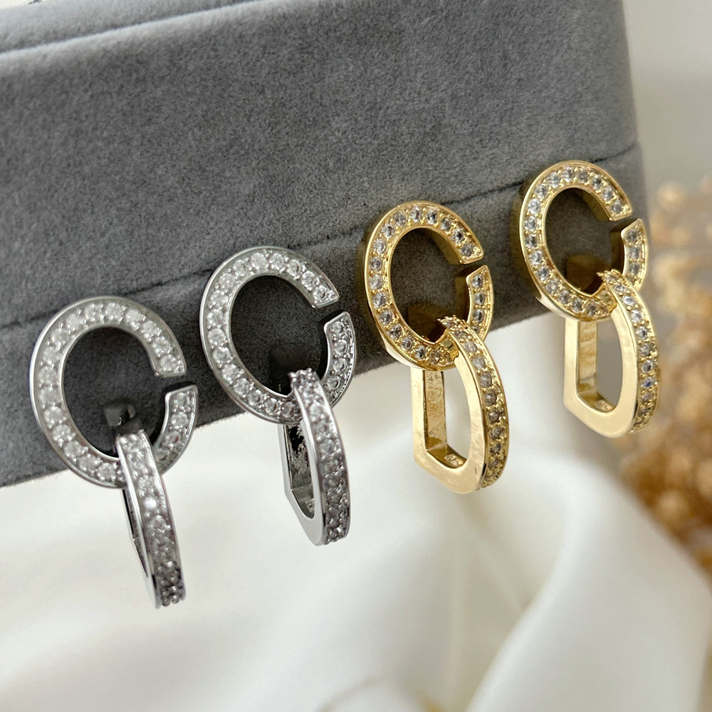 Pave zircon cd earrings