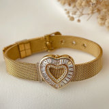 Heart charm belt bracelet