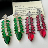 Pave zircon leaf earrings