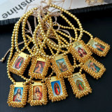 Handmade gold bead religious pendant bracelet