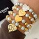 Elastic stainless steel bead bracelet