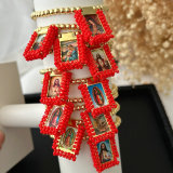 Handmade red bead religious pendant bracelet