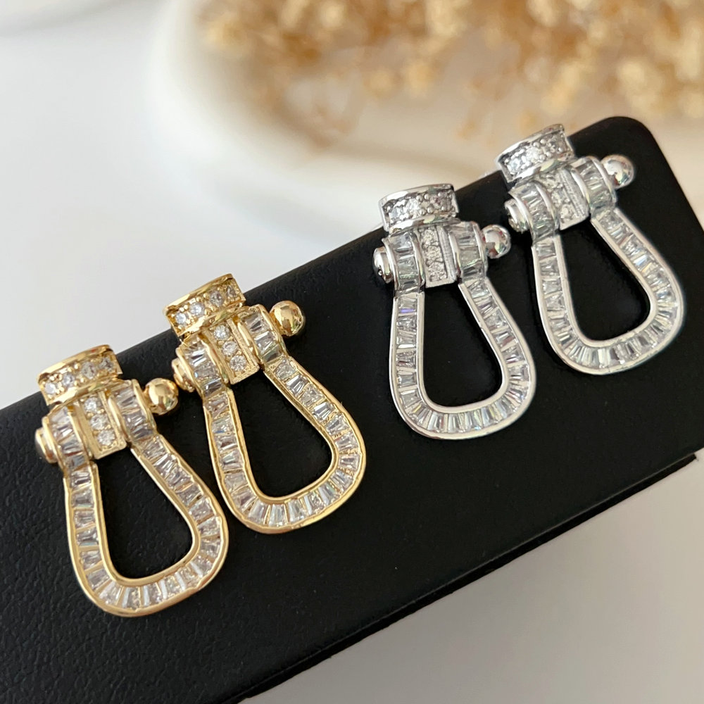 Pave belt earrings