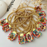 Handmade colorful bead religious pendant bracelet