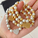 Elastic stainless steel bead bracelet