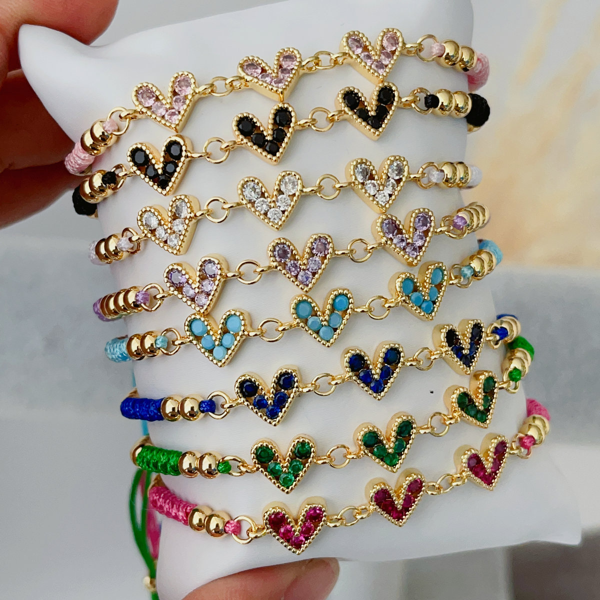 Pave heart bracelet