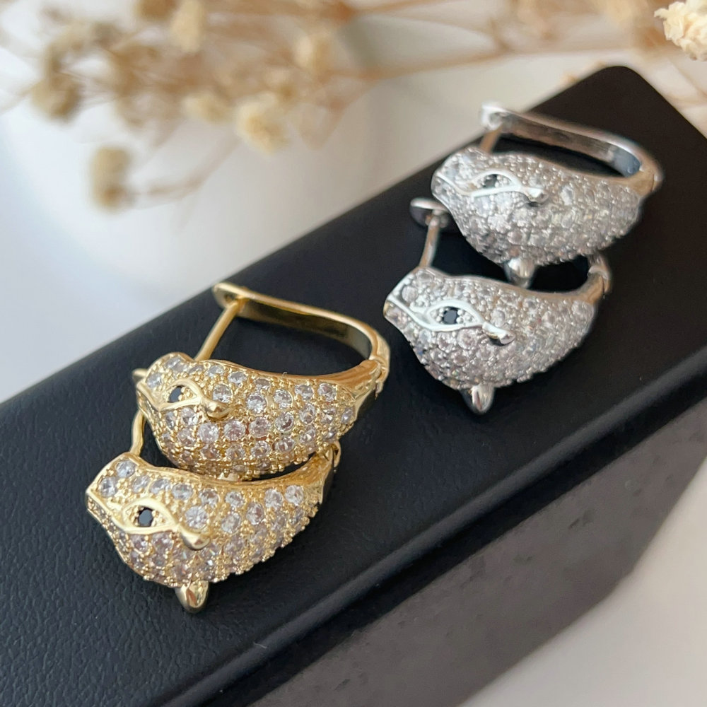 Pave snake earrings