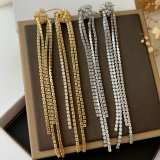 Long zircon tassel earrings