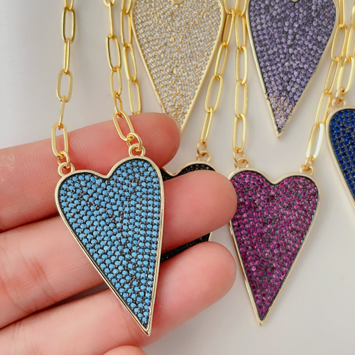 Pave heart necklace