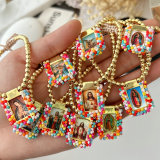 Handmade colorful bead religious pendant bracelet