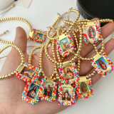 Handmade colorful bead religious pendant bracelet