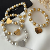 Elastic stainless steel bead bracelet
