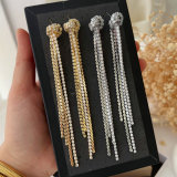 Long zircon tassel earrings