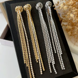 Long zircon tassel earrings