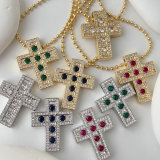 Pave cross pendant necklace