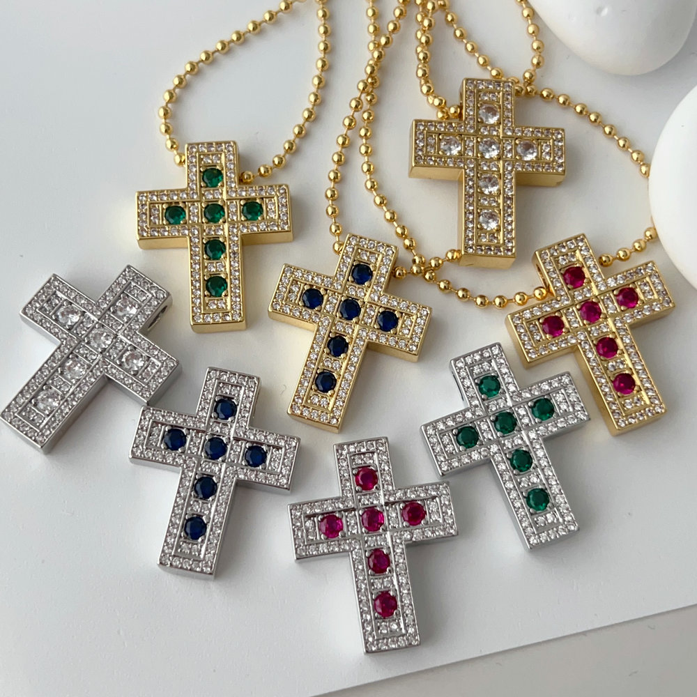 Pave cross pendant necklace