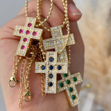 Pave cross pendant necklace