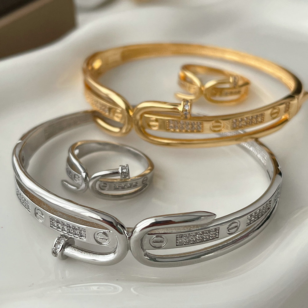 Pave set nail bangle