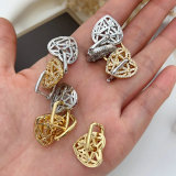 Pave heart charm earrings