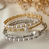 Pave pearl bangle