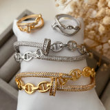 Chunky nail set bangle with ring