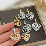 Pave heart charm earrings