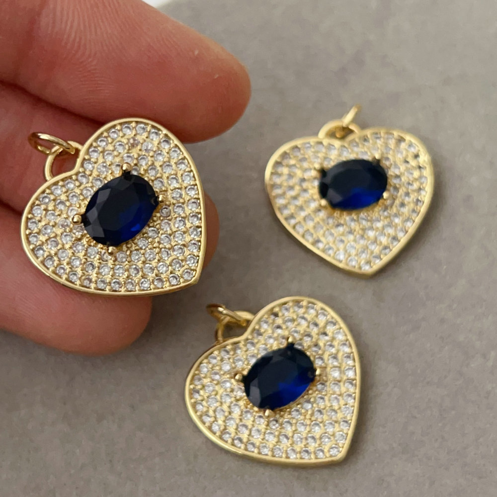 Pave zircon heart charm