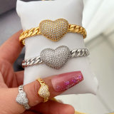 Pave heart bangle set with ring