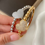 Pave heart bangle set with ring