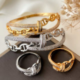Chunky nail set bangle with ring