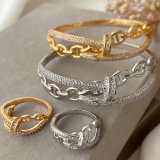 Chunky nail set bangle with ring