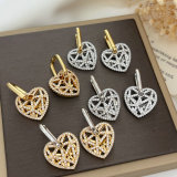 Pave heart charm earrings
