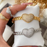 Pave heart bangle set with ring