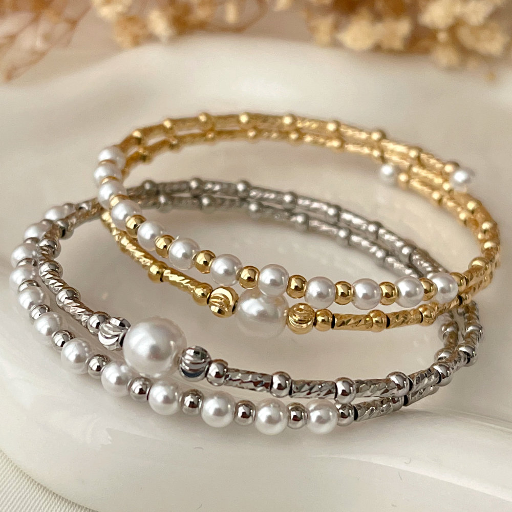 Pave pearl bangle