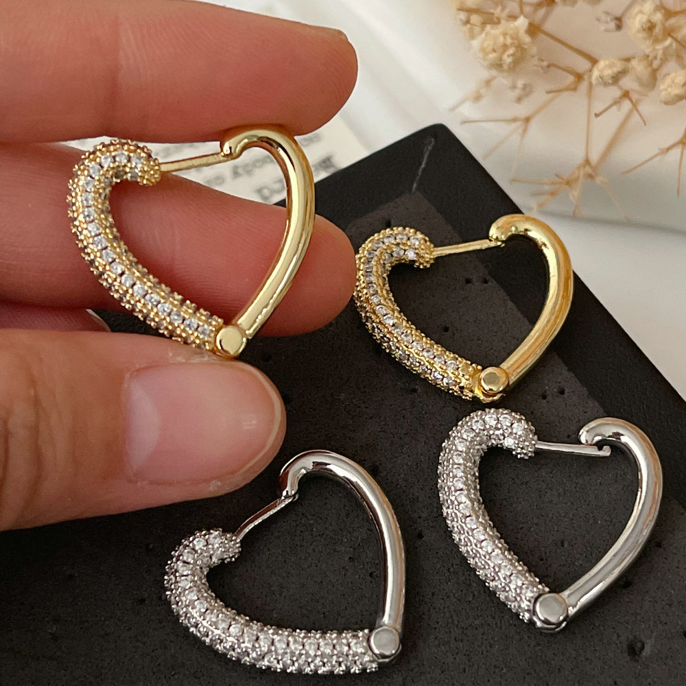 Pave heart earrings