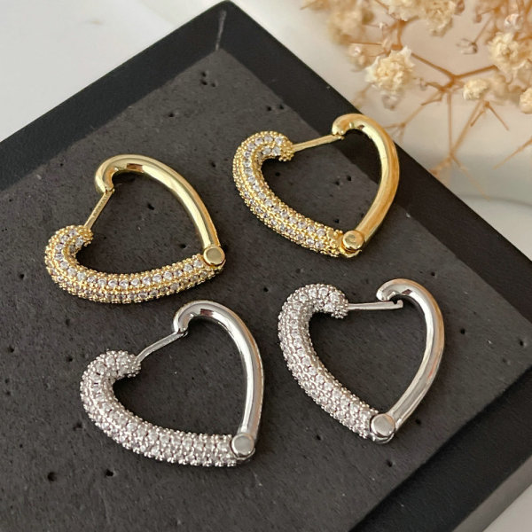 Pave heart earrings