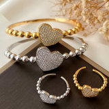 Pave heart bangle set with ring