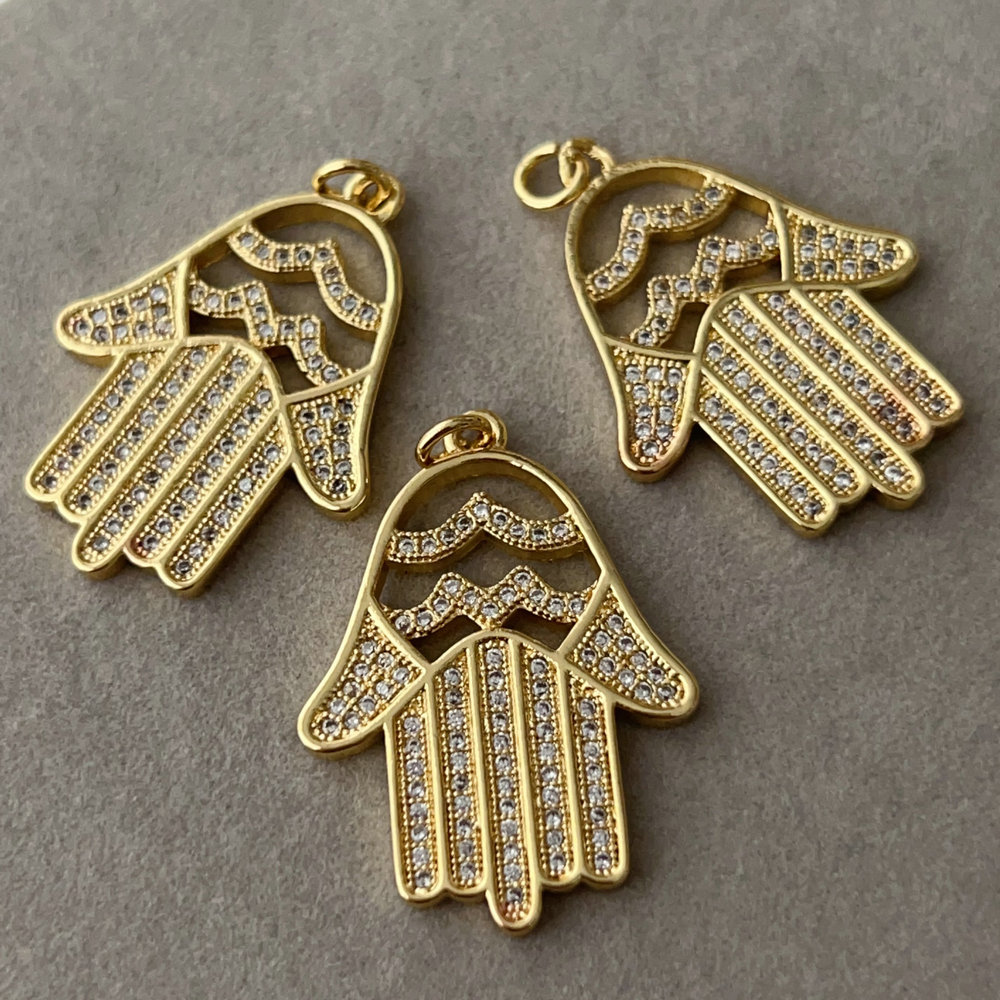 Pave hand charm
