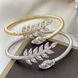 Pave leaf bangle