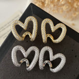Pave heart earrings