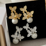 Pave butterfly earrings